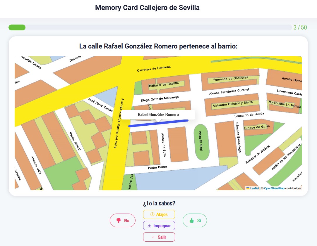Memory Card Callejero de Sevilla