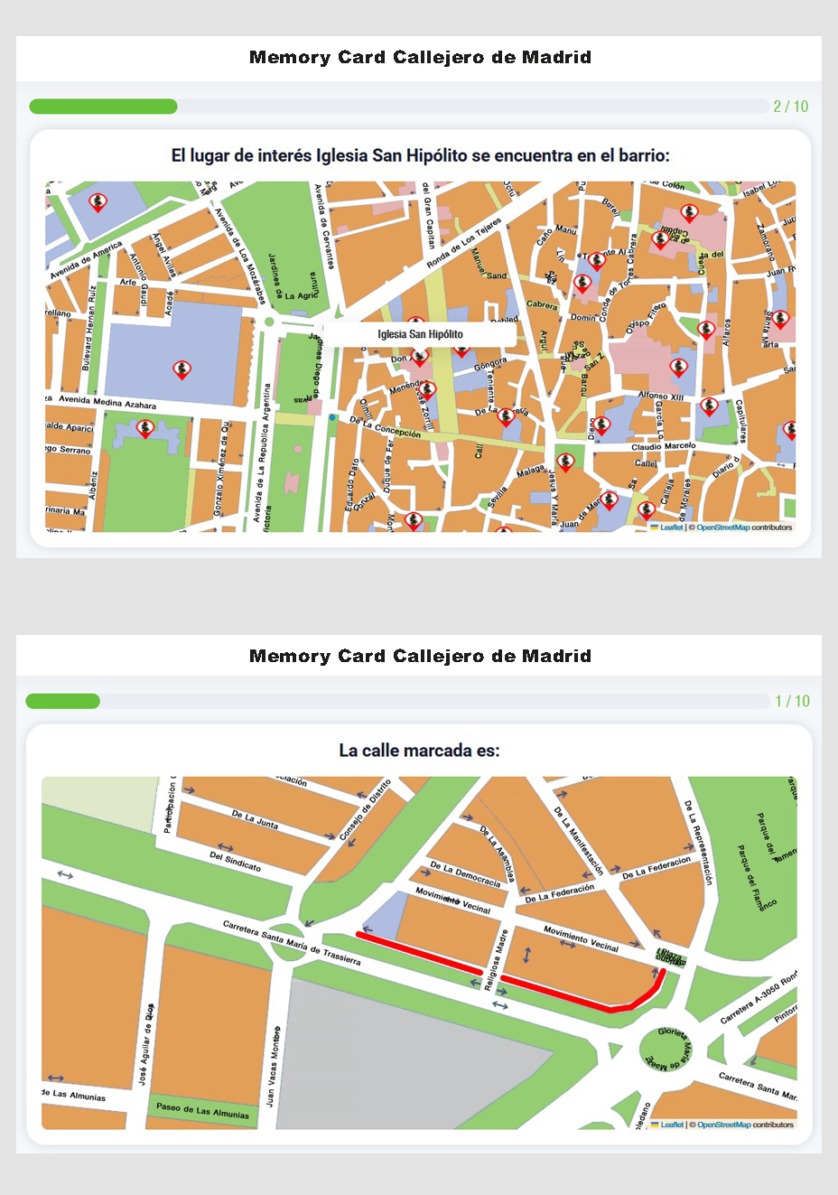 Memory Card Callejero de Madrid