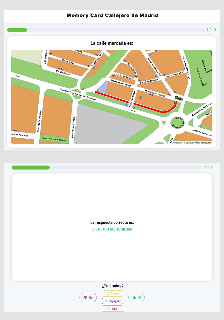 Memory Card Callejero de Madrid