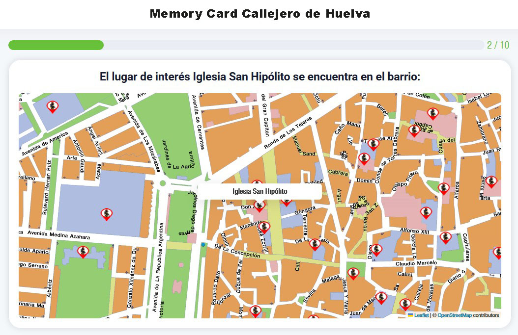 Memory Card Callejero de Huelva