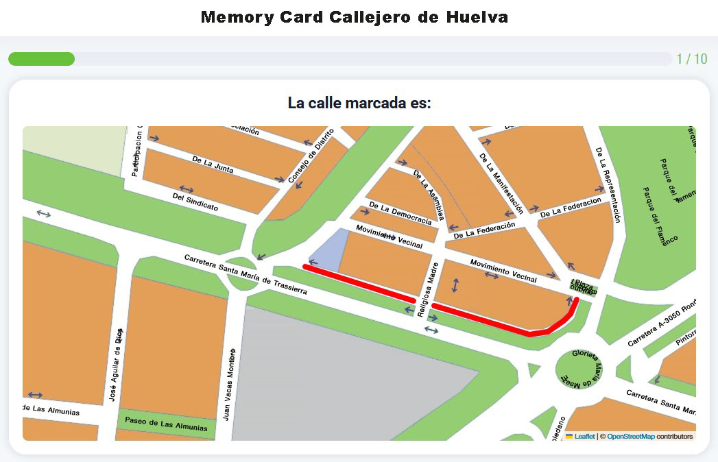 Memory Card Callejero de Huelva