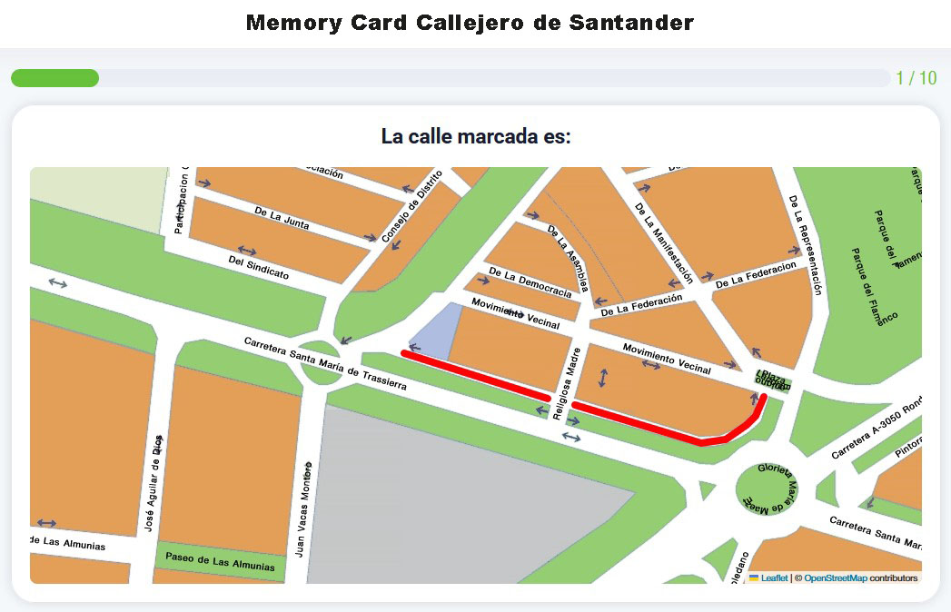 Memory Card Callejero de Santander