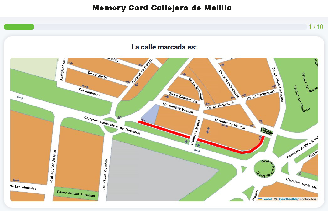 Memory Card Callejero de Melilla