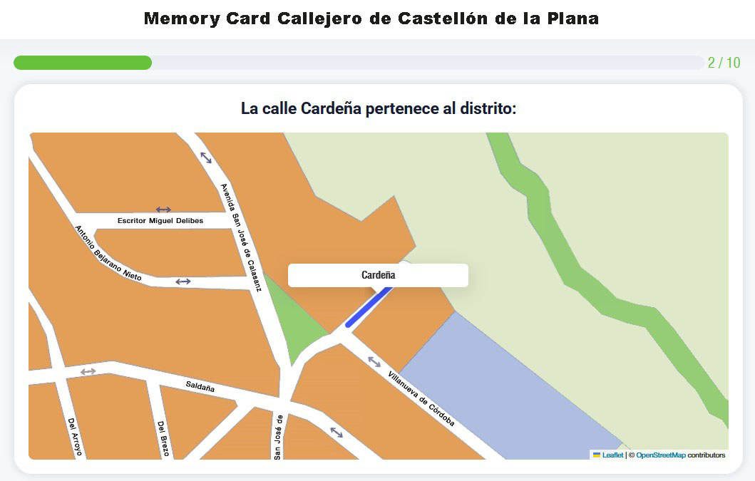 Memory Card Callejero de Castellón de la Plana